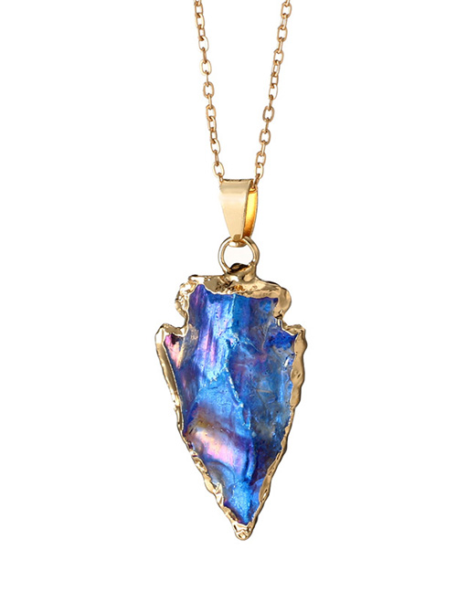Fashion Blue Triangle Shape Stone Decorated Necklace