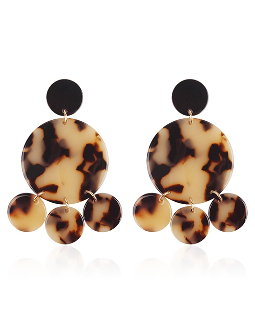 Fashion Light Brown Round Shape Decorated Earrings