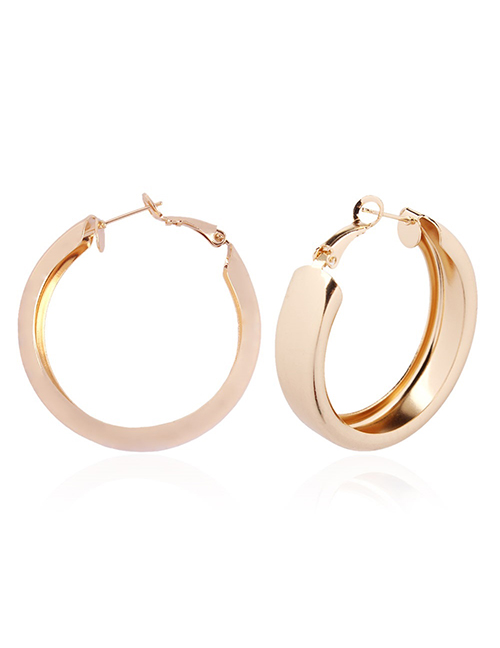 Fashion Gold Color Pure Color Decorated Round Earrings