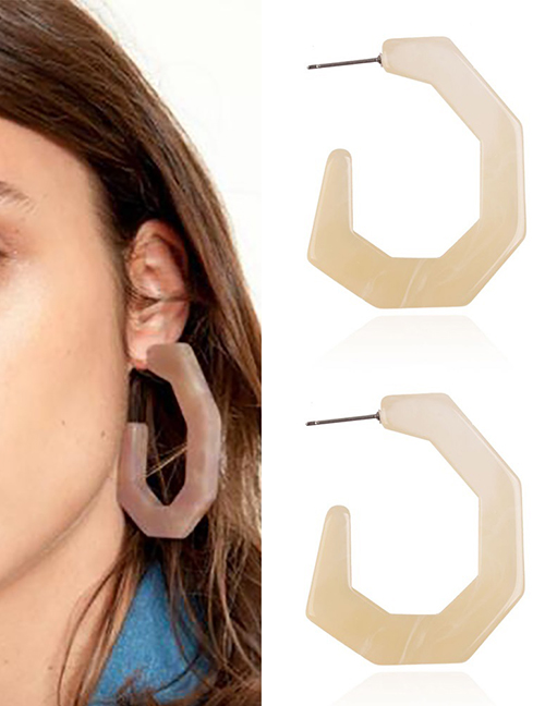 Fashion Beige Irregular Shape Decorated Earrings