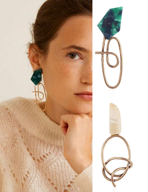 Fashion Green Irregular Shape Decorated Earrings