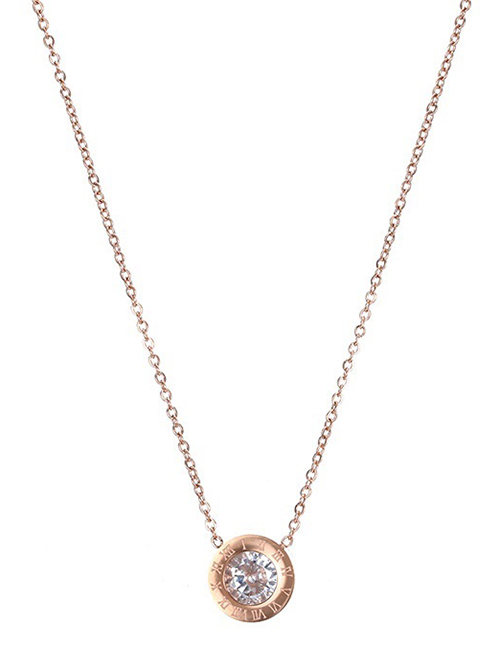 Fashion Rose Gold Diamond Decorated Necklace