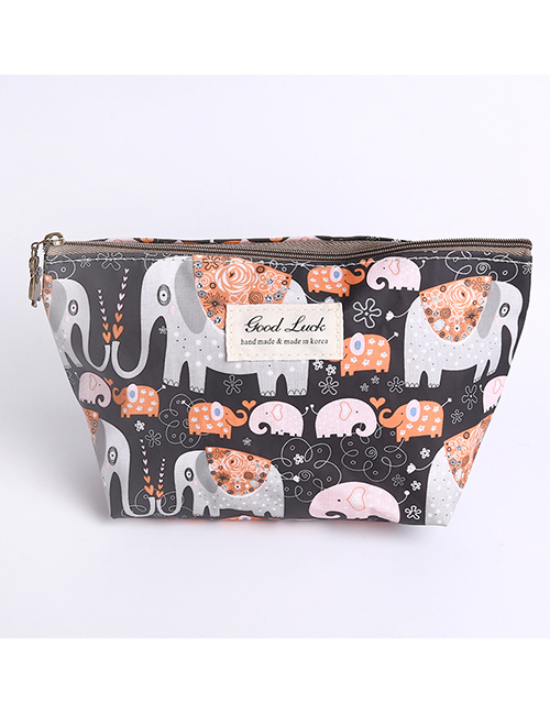 Fashion Black Elephant Pattern Decorated Storage Bag