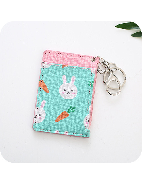 Fashion Green Rabbit Pattern Decorated Card Holder