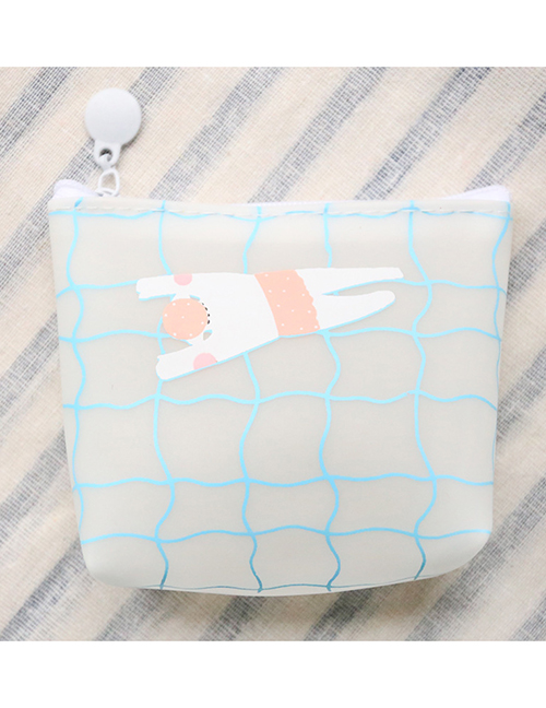 Fashion White Grids Pattern Decorated Coin Purse