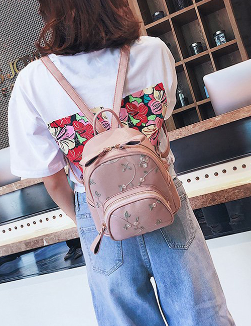 Fashion Pink Flower Pattern Decorated Backpack