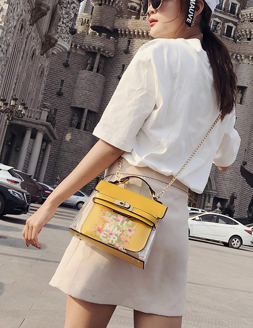 Fashion Yellow Flower Pattern Decorated Handbag