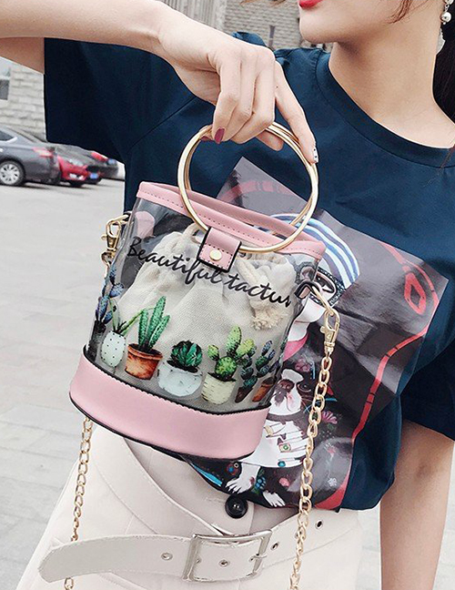 Fashion Pink Leaf Shape Decorated Shoulder Bag