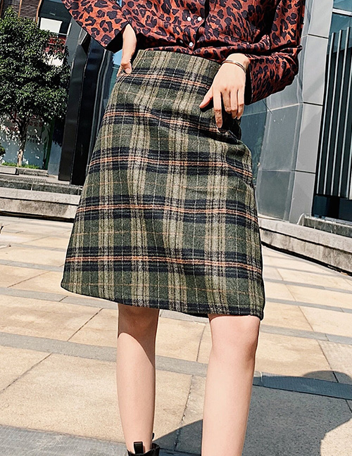 Fashion Multi-color Grid Pattern Decorated Skirt