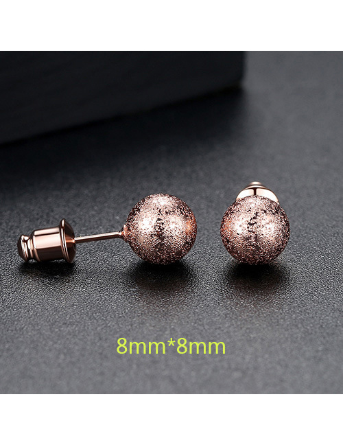 Fashion Rose Gold Pure Color Decorated Earrings (8mm)