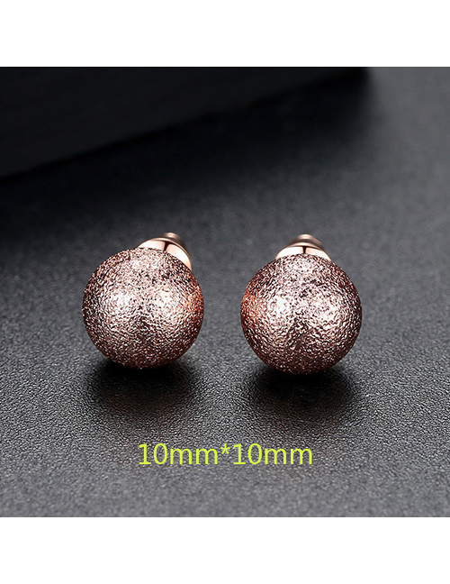 Fashion Rose Gold Ball Shape Decorated Earrings (10 Mm )