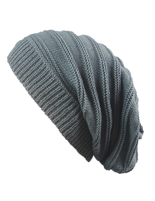 Fashion Dark Gray Stripe Pattern Decorated Hat