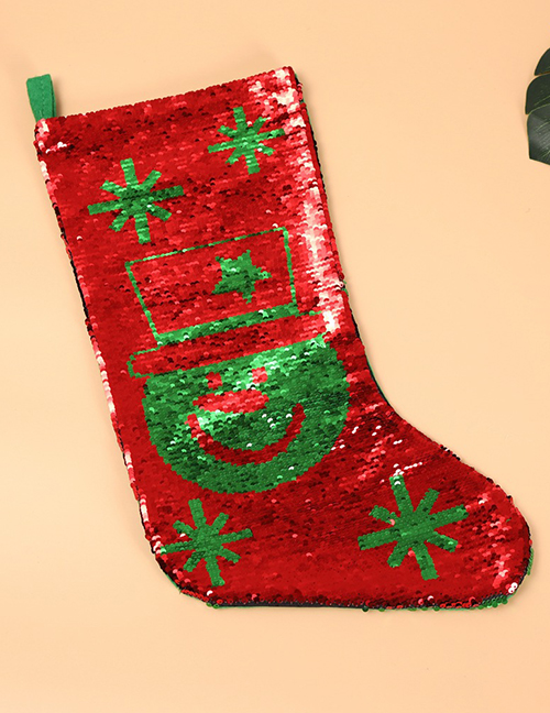 Fashion Red+green Snowflake Pattern Decorated Christmas Sock
