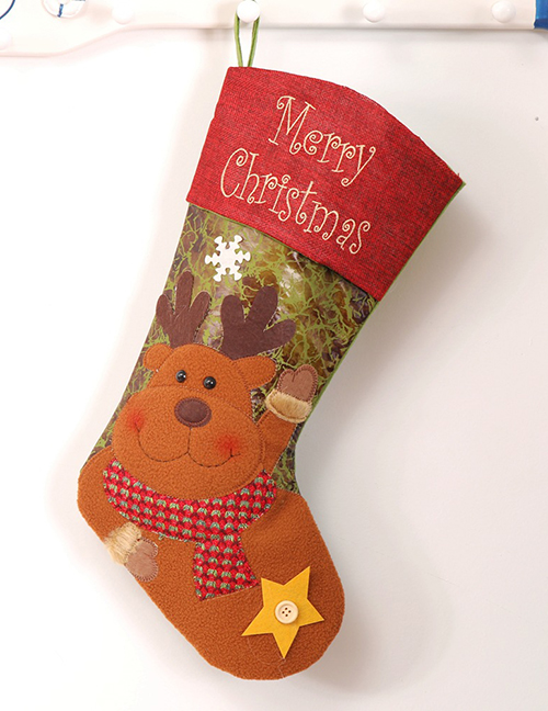 Fashion Brown Deer Pattern Decorated Christmas Sock