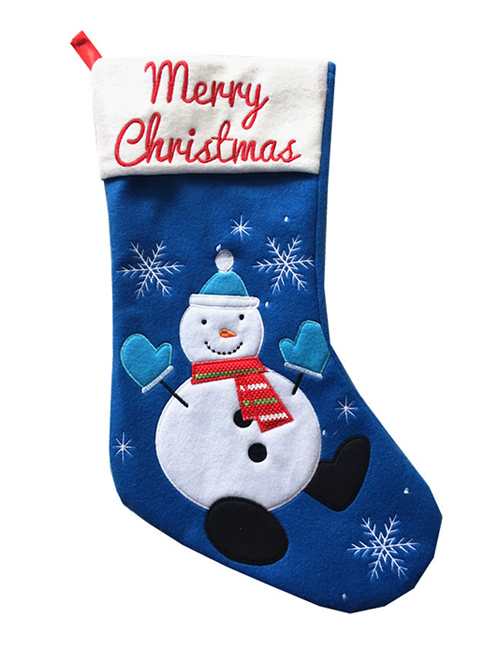 Fashion Blue Snowman Pattern Decorated Christmas Sock