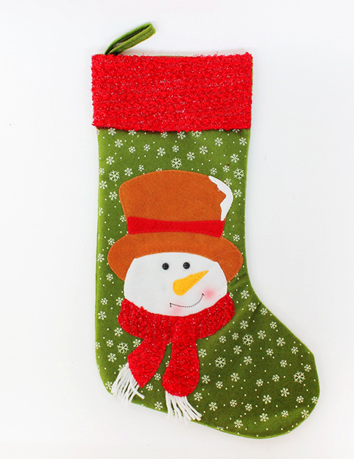 Fashion Green Snowman Pattern Decorated Christmas Sock