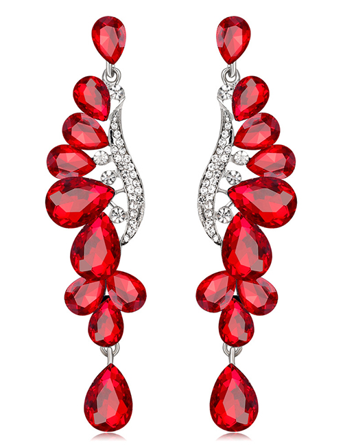 Fashion Red Waterdrop Shape Decorated Earrings