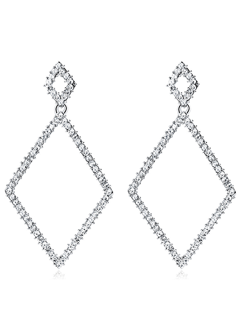 Fashion Silver Color Rhombus Shape Decorated Earrings