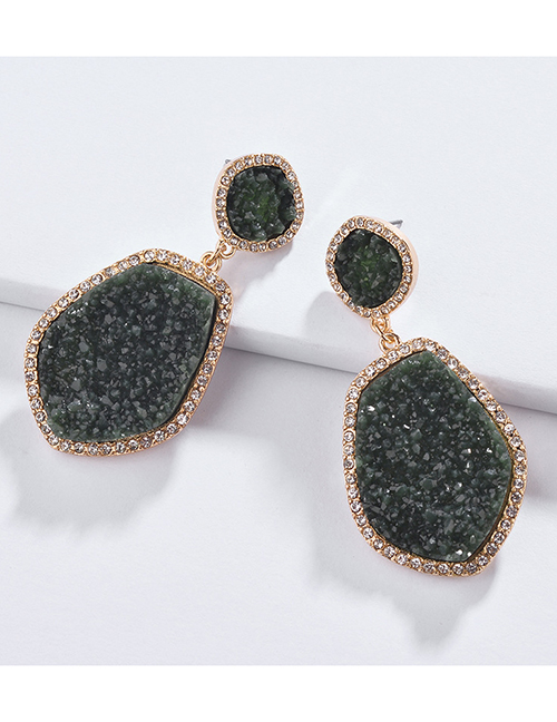 Fashion Dark Green Irregular Shape Decorated Earrings