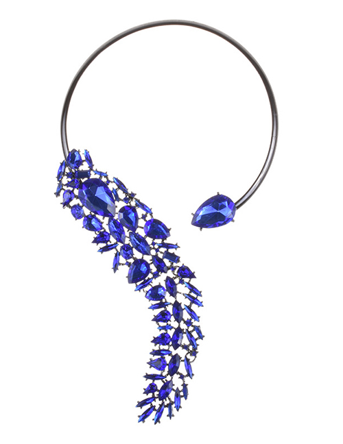 Fashion Blue Water Drop Shape Decorated Necklace