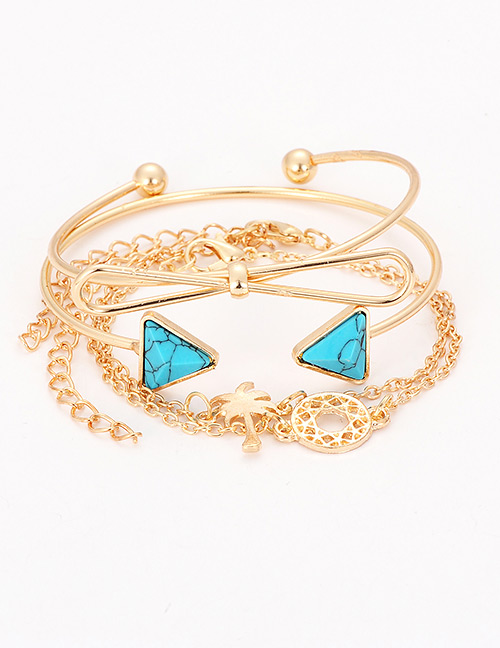 Fashion Gold Color Triangle Shape Decorated Bracelet (3 Pcs)