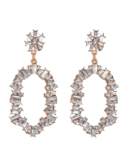 Fashion Gold Color+silver Color Diamond Decorated Earrings