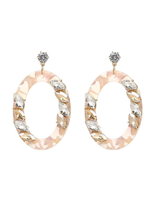 Fashion Light Pink Round Shape Decorated Earrings