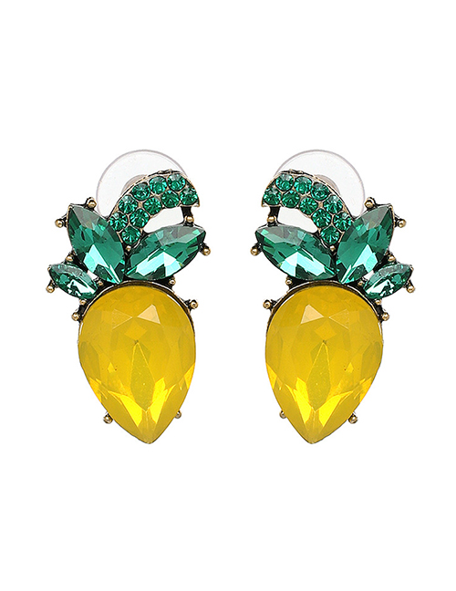 Fashion Yellow Diamond Decorated Earrings