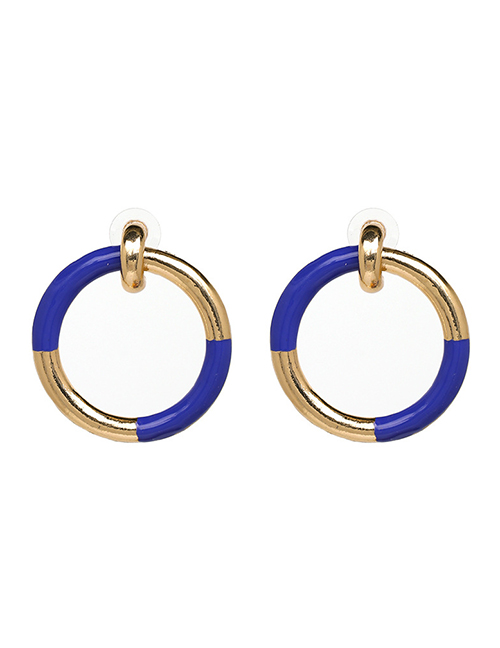 Fashion Sapphire Blue Round Shape Decorated Earrings