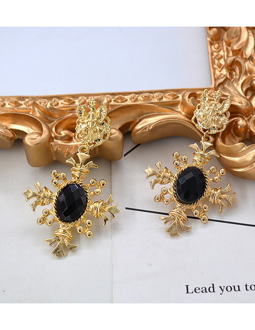 Fashion Black Diamond Decorated Earrings