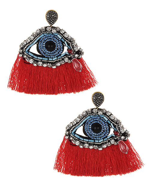 Fashion Red Eye Shape Decorated Earrings