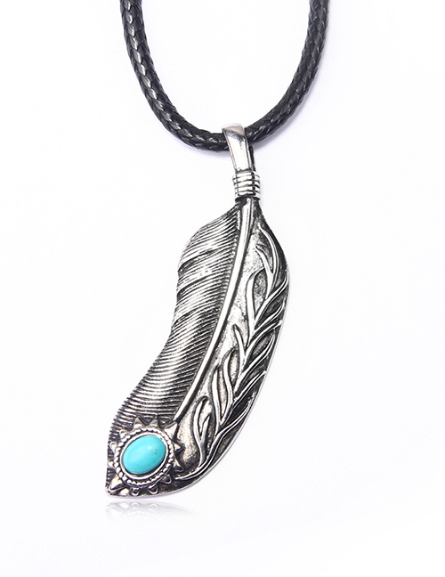 Fashion Silver Color Feather Shape Decorated Necklace
