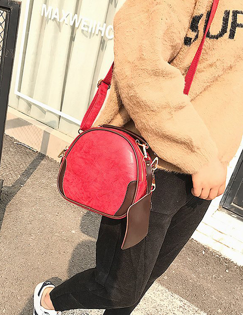 Fashion Red Round Shape Decorated Shoulder Bag