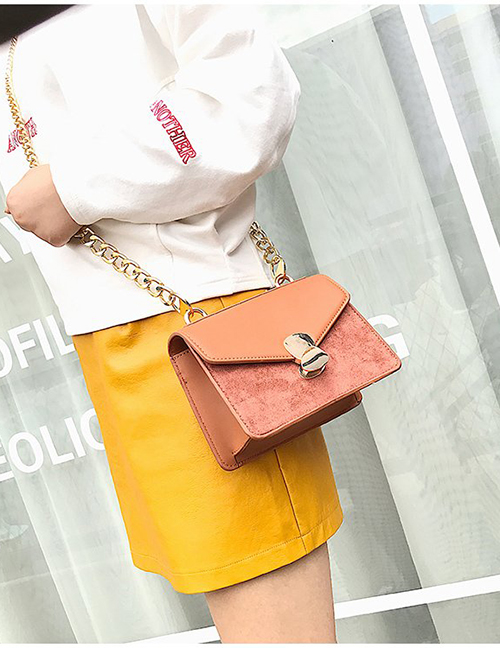 Fashion Khaki Buckle Shape Decorated Shoulder Bag