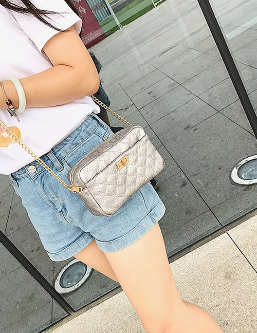 Fashion Silver Color Square Shape Decorated Shoulder Bag