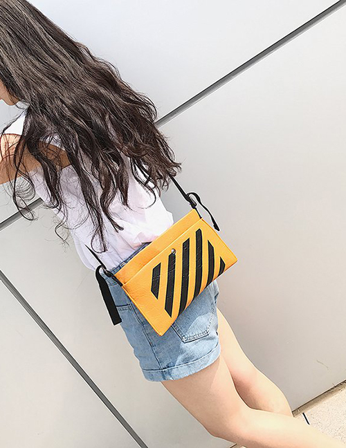 Fashion Yellow Stripe Pattern Decorated Shoulder Bag