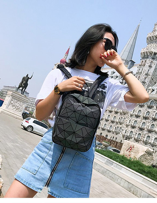 Fashion Black Triangle Pattern Decorated Backpack
