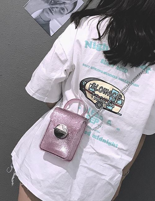 Fashion Pink Pure Color Decorated Shoulder Bag