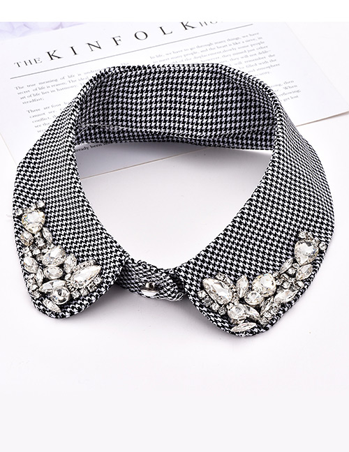 Fashion White+black Diamond Decorated Color Matching Fake Collar