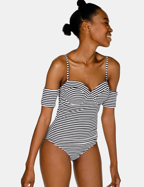 Sexy Black+white Stripe Pattern Decorated Swimwear