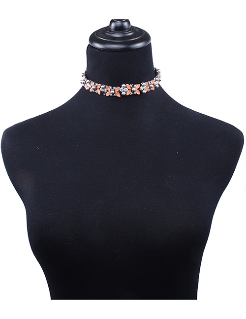 Fashion Orange Diamond Decorated Choker