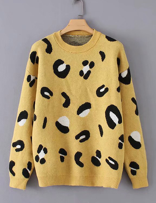 Fashion Yellow Color Matching Decorated Sweater