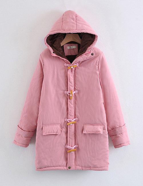 Fashion Pink Horns Buckle Design Cotton-padded Clothes