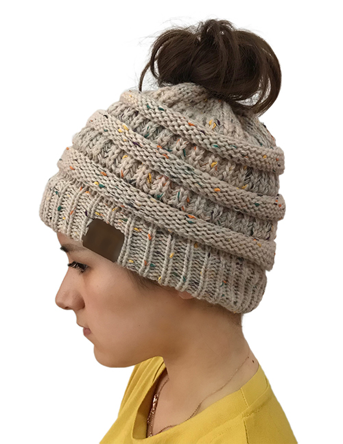 Fashion Beige Dots Pattern Design Knitted Hat