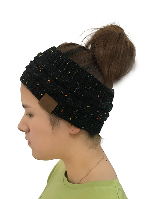 Fashion Black Hemp Flowers Shape Design Knitted Hat