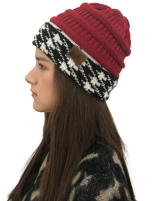 Fashion Red Curling Shape Design Knitted Hat