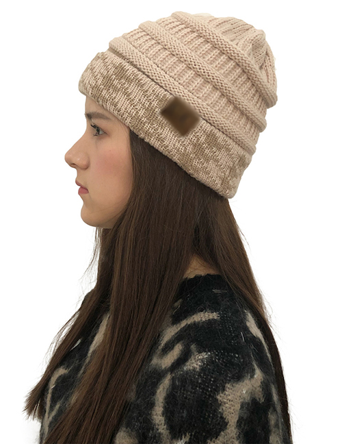 Fashion Beige Curling Shape Design Knitted Hat
