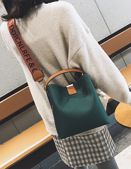 Fashion Green Bucket Shape Decorated Bag