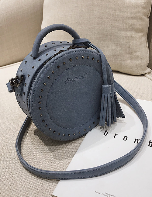 Fashion Blue Round Shape Decorated Bag