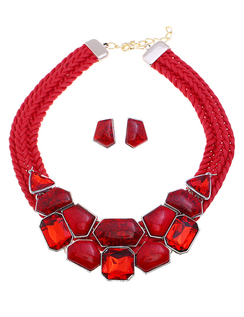Fashion Red Geometric Shape Decorated Jewelry Set
